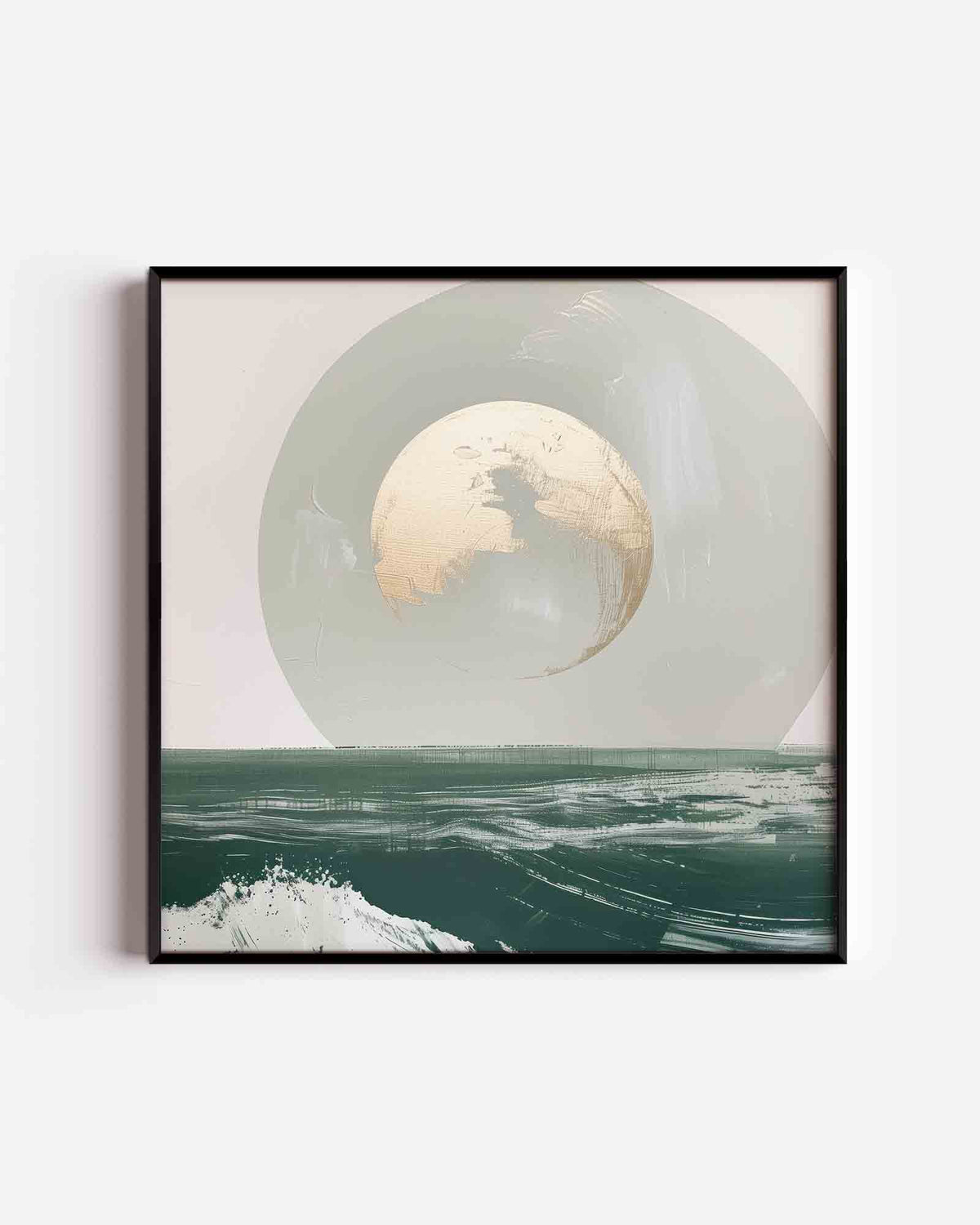 Maan boven oceaan – vierkante poster met kleur en vormen als wanddecoratie