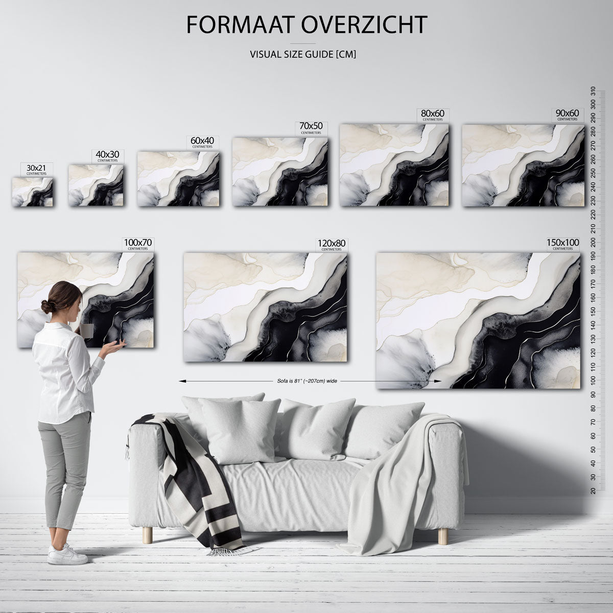 Abstracte lijnen en vormen – liggende muurposter met abstracte vormen