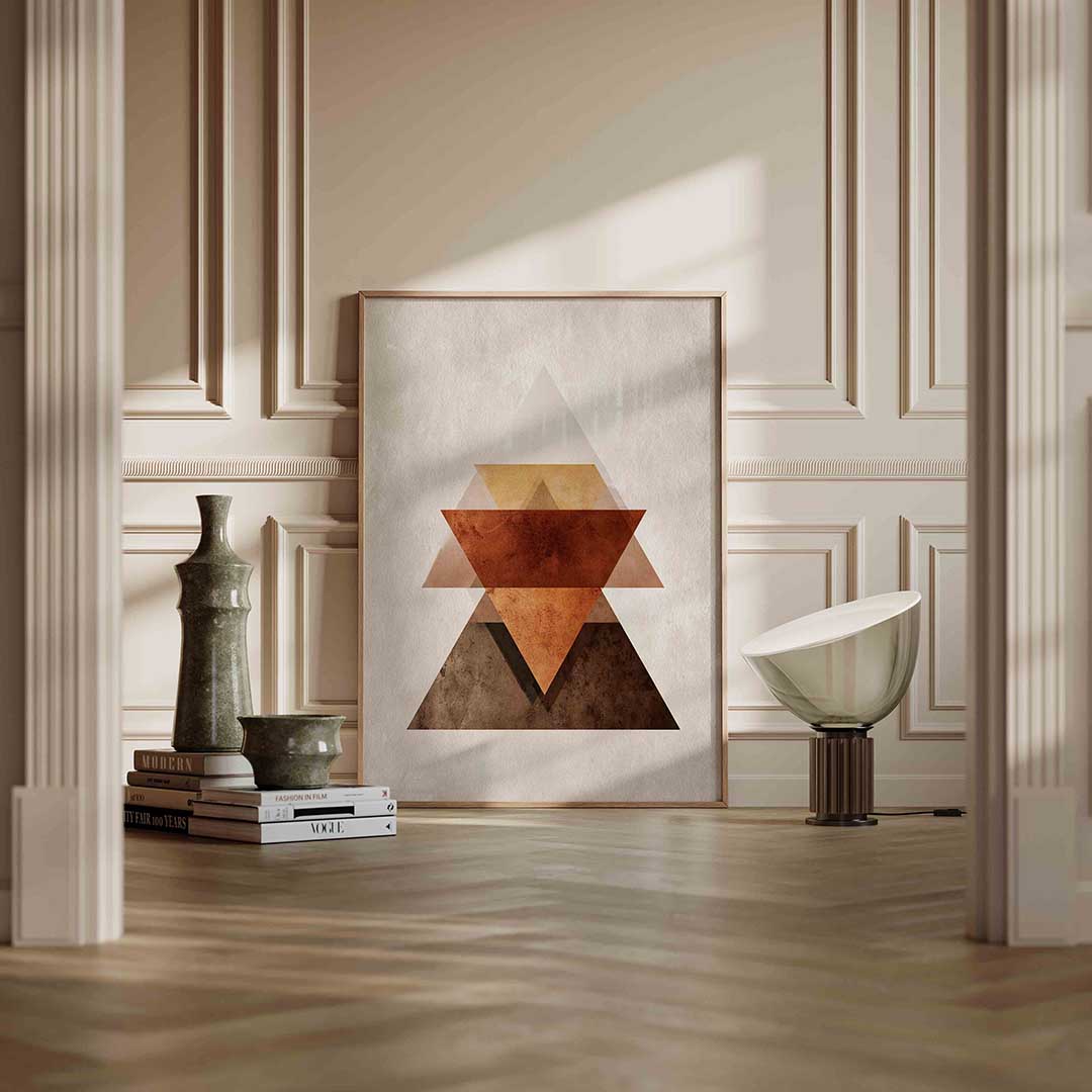 Geometrische driehoeken – staande abstracte wanddecoratie van WallArtistic