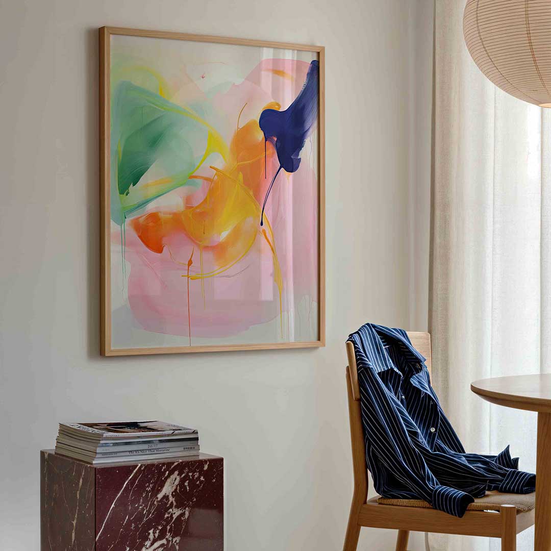 Abstracte kleurenexplosie – kleurrijke illustratie poster in staand formaat