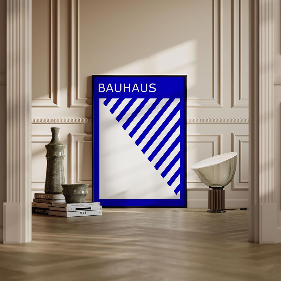 Diagonal lijnen – moderne Bauhaus wandkunst als poster