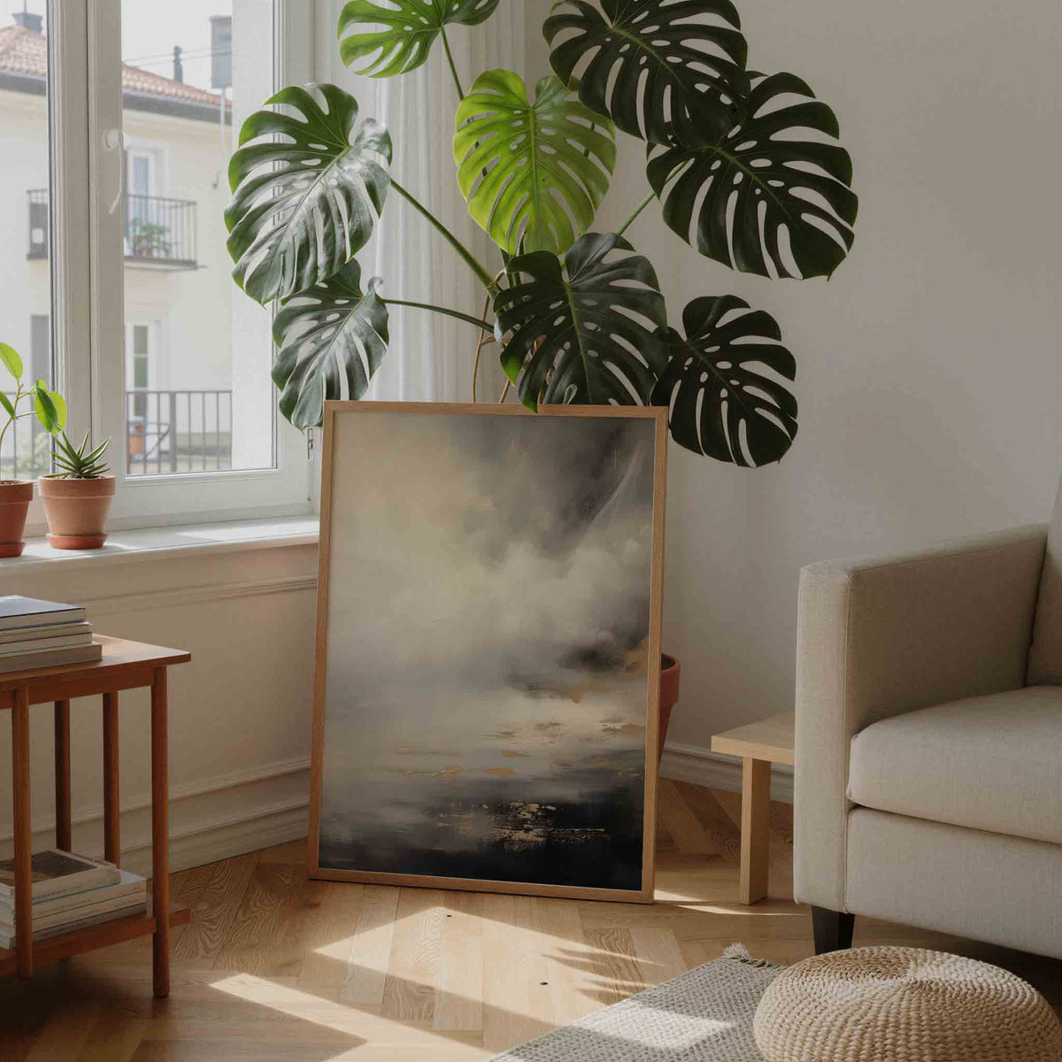 Abstracte wolken – staande botanische wanddecoratie van WallArtistic