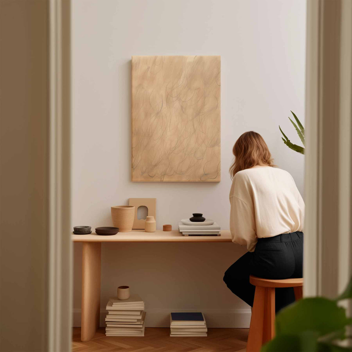 Zachte Woelende Lijnen – modern portret kunstwerk van WallArtistic
