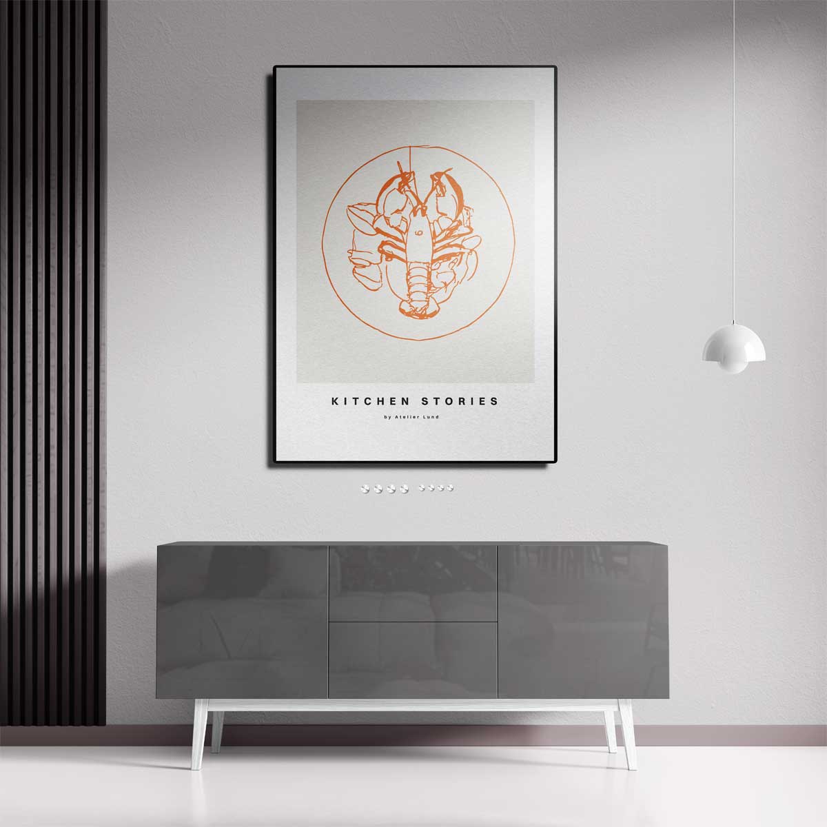 Kreeftschets op Wit – staande wandkunst voor woonkamer of interieur