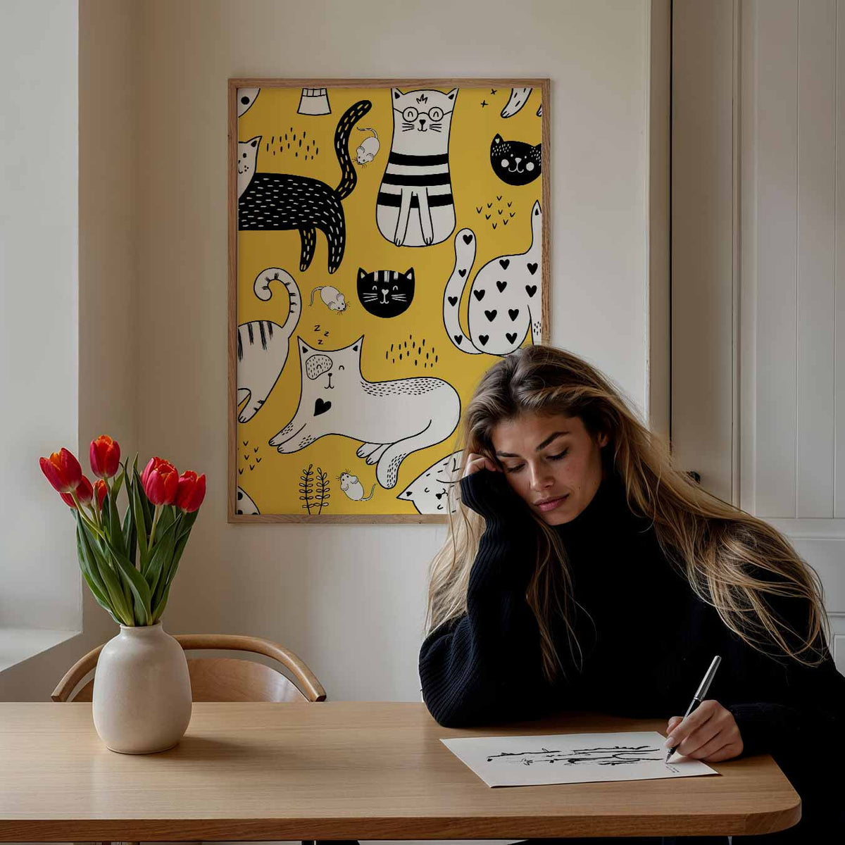 Speelse Katten en Muisjes – staande dieren wanddecoratie van WallArtistic