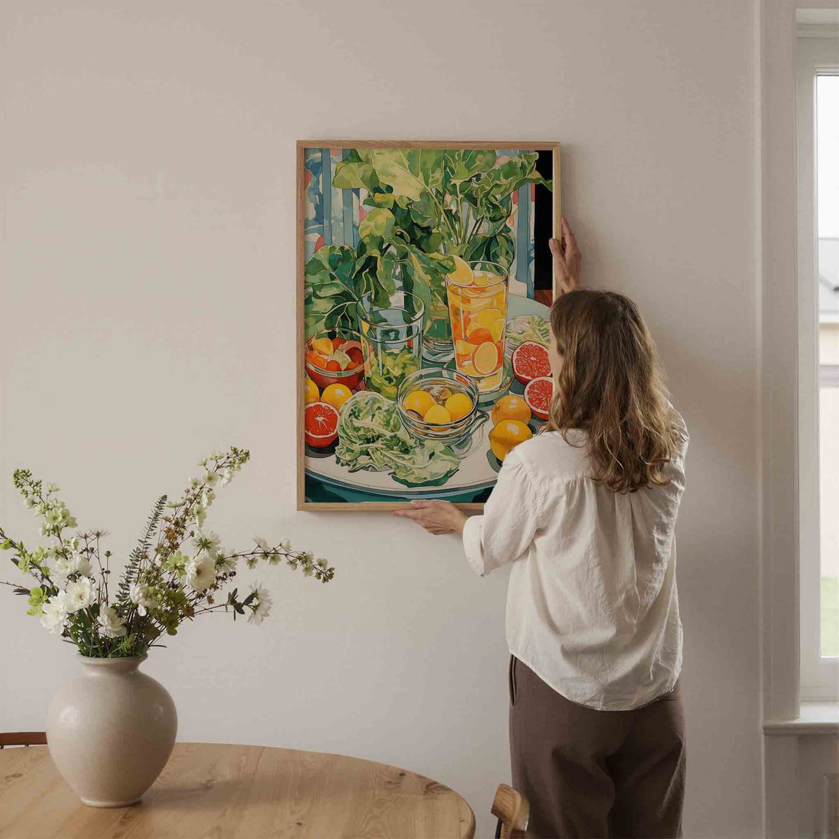 Groene bladeren en citrus – botanische wandkunst als portret poster