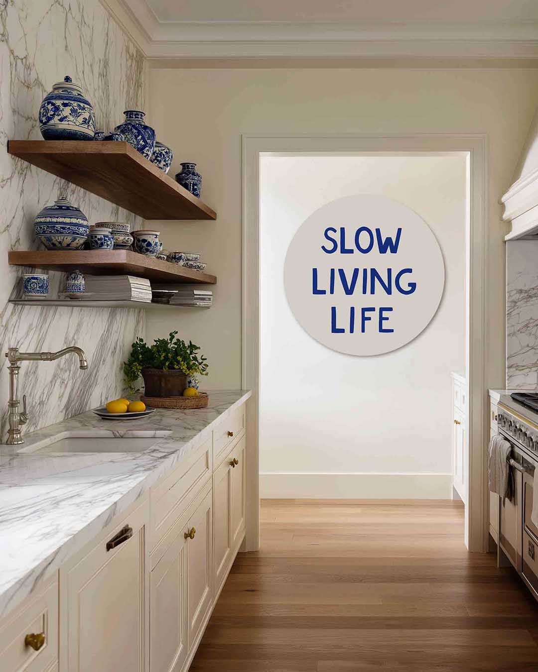Slow living life – dierenprint muurcirkel voor aan de muur