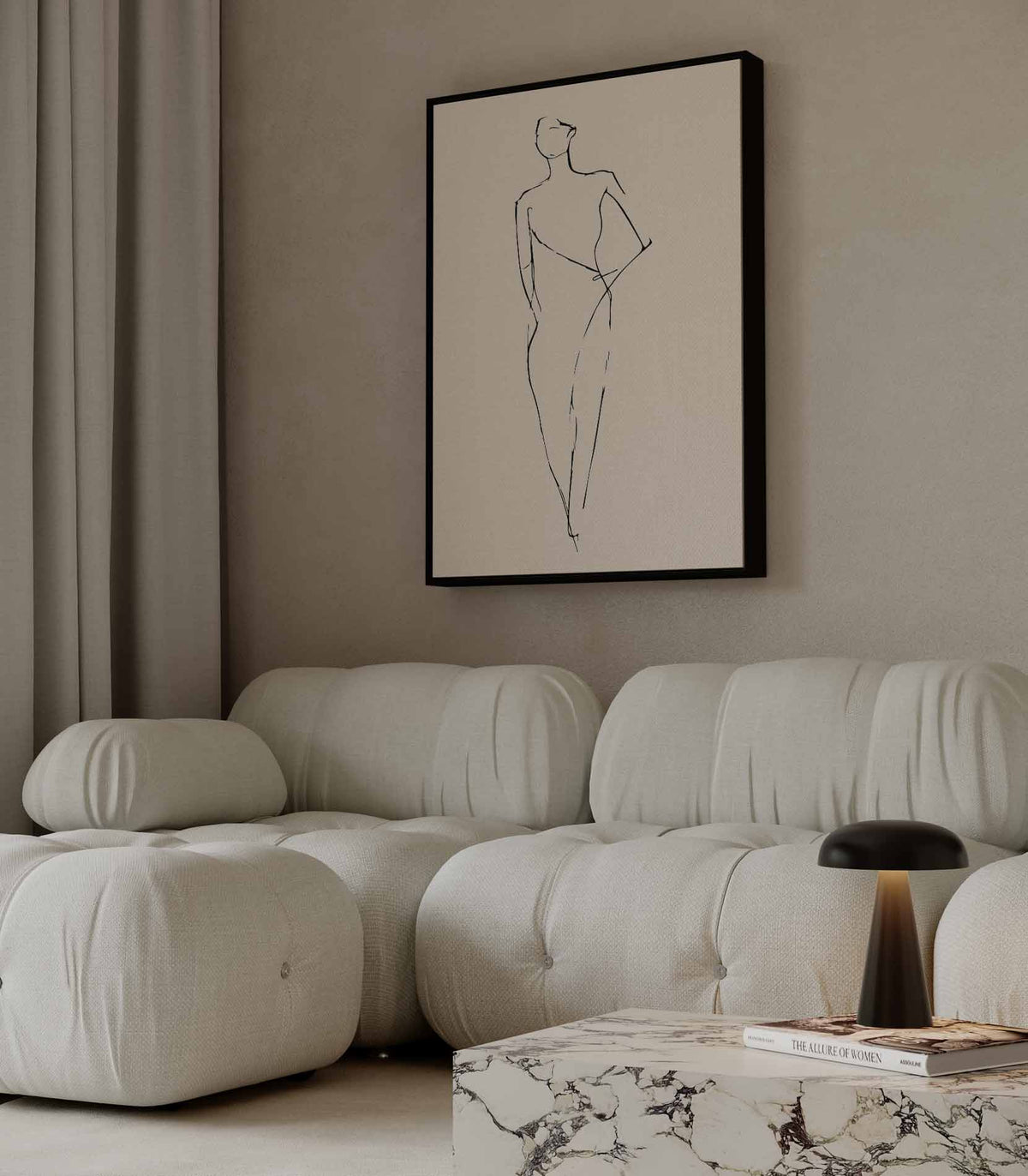 Elegante Lijntekening van een Vrouw – plexiglas wanddecoratie in portret formaat