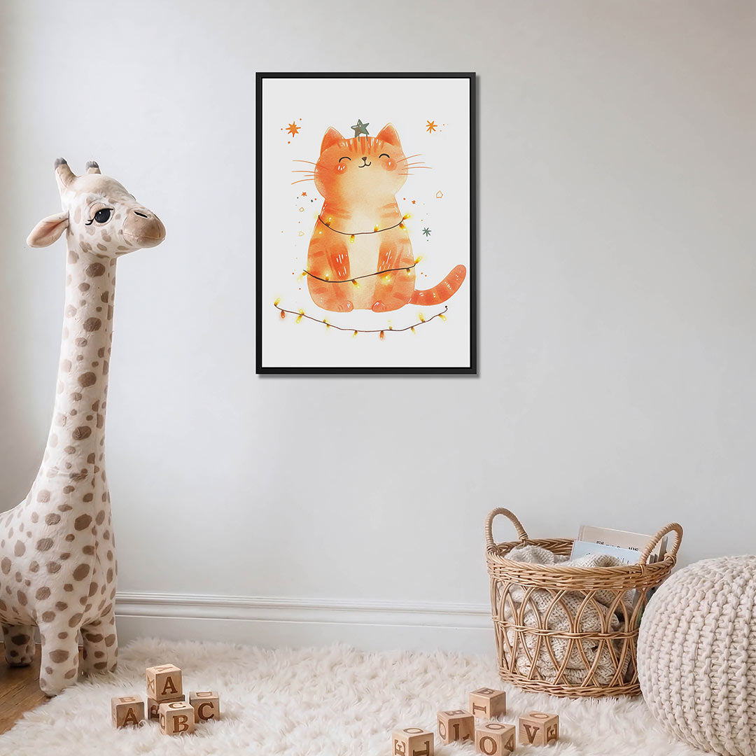 Vrolijke kat illustratie – moderne staande wandkunst
