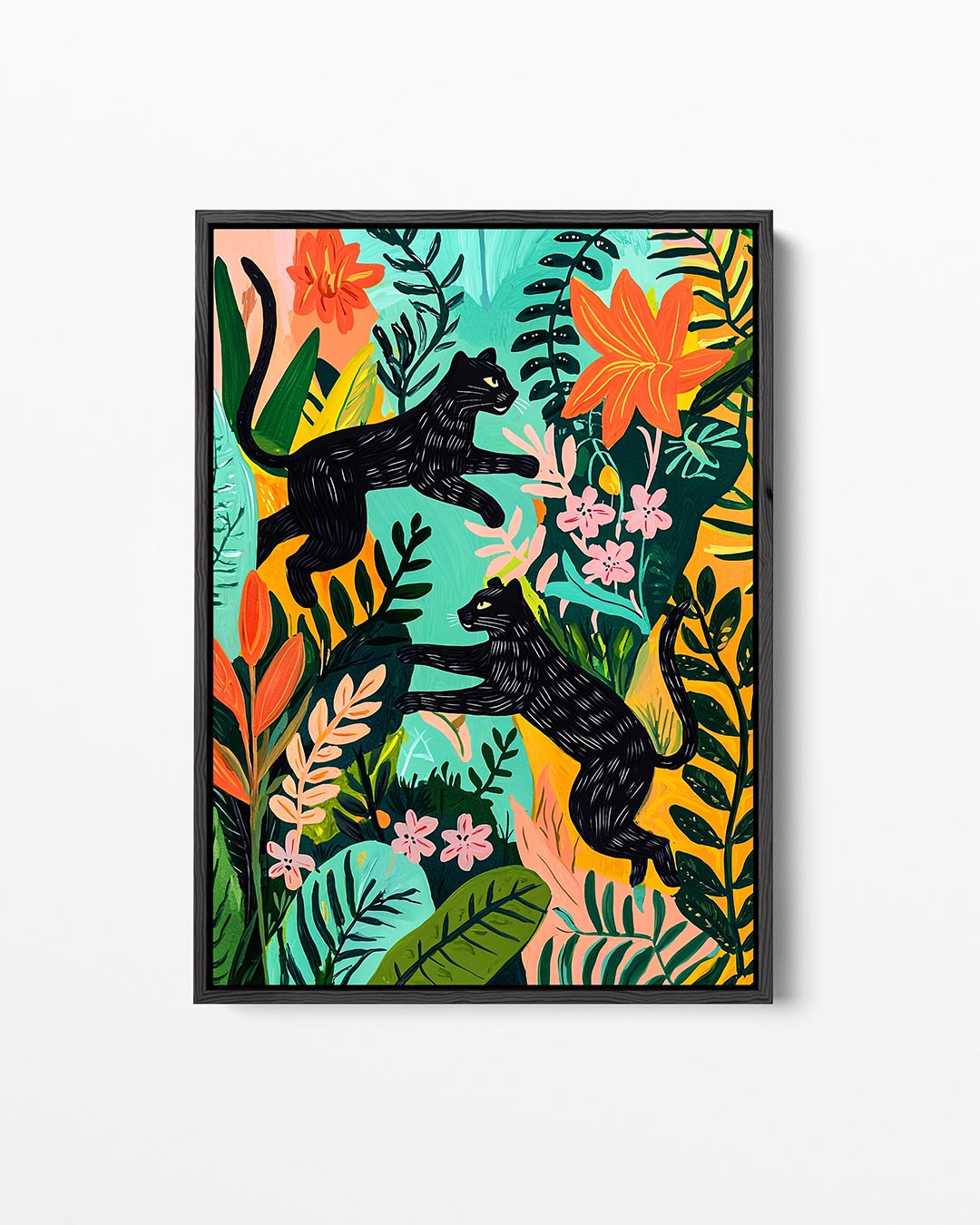 Speelse dieren in jungle – staand wanddecoratie kunstwerk
