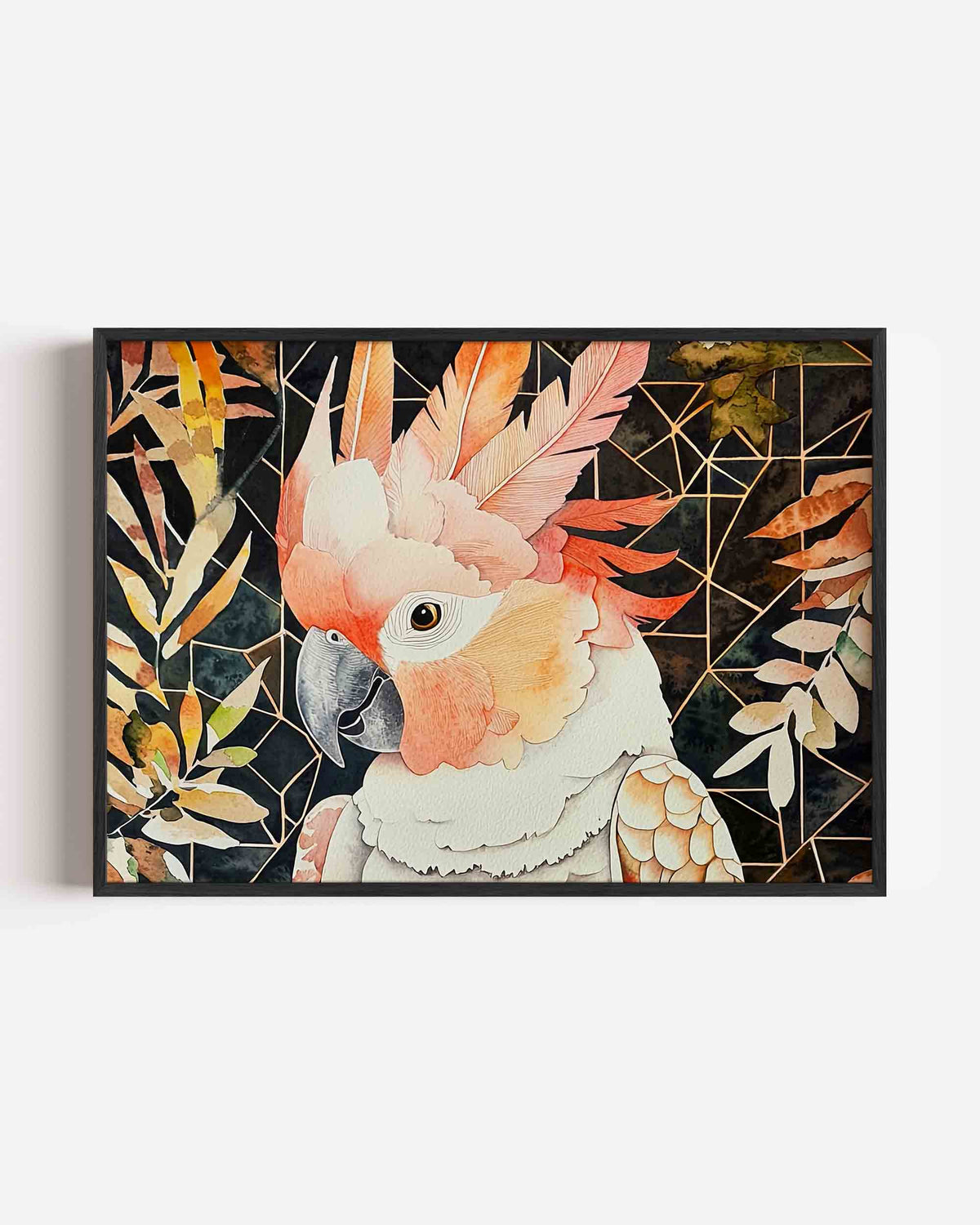 Papegaai met bladeren – dieren landscape poster als wanddecoratie
