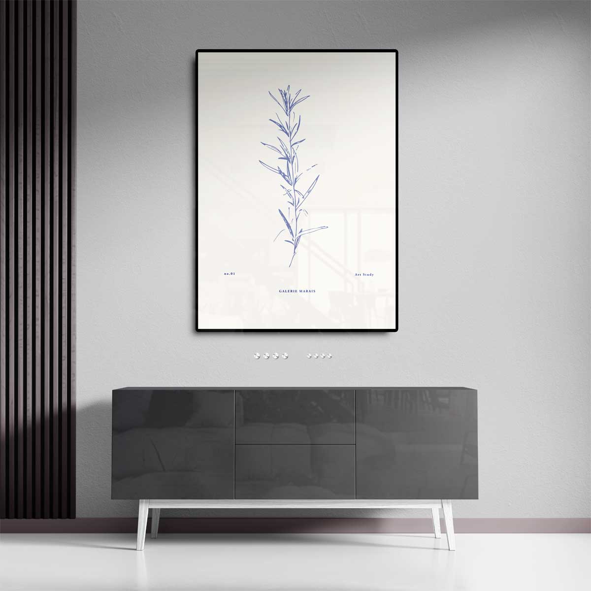 Botanische Blauwdruk – staand kunstwerk voor modern interieur
