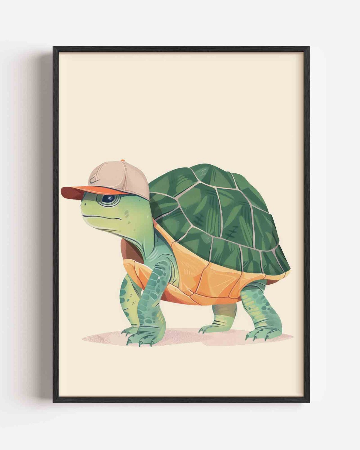 Schildpad met pet – kids portret poster als wanddecoratie