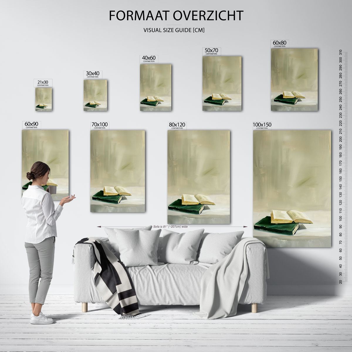 Boeken op tafel – staande muurposter met hedendaagse illustratie