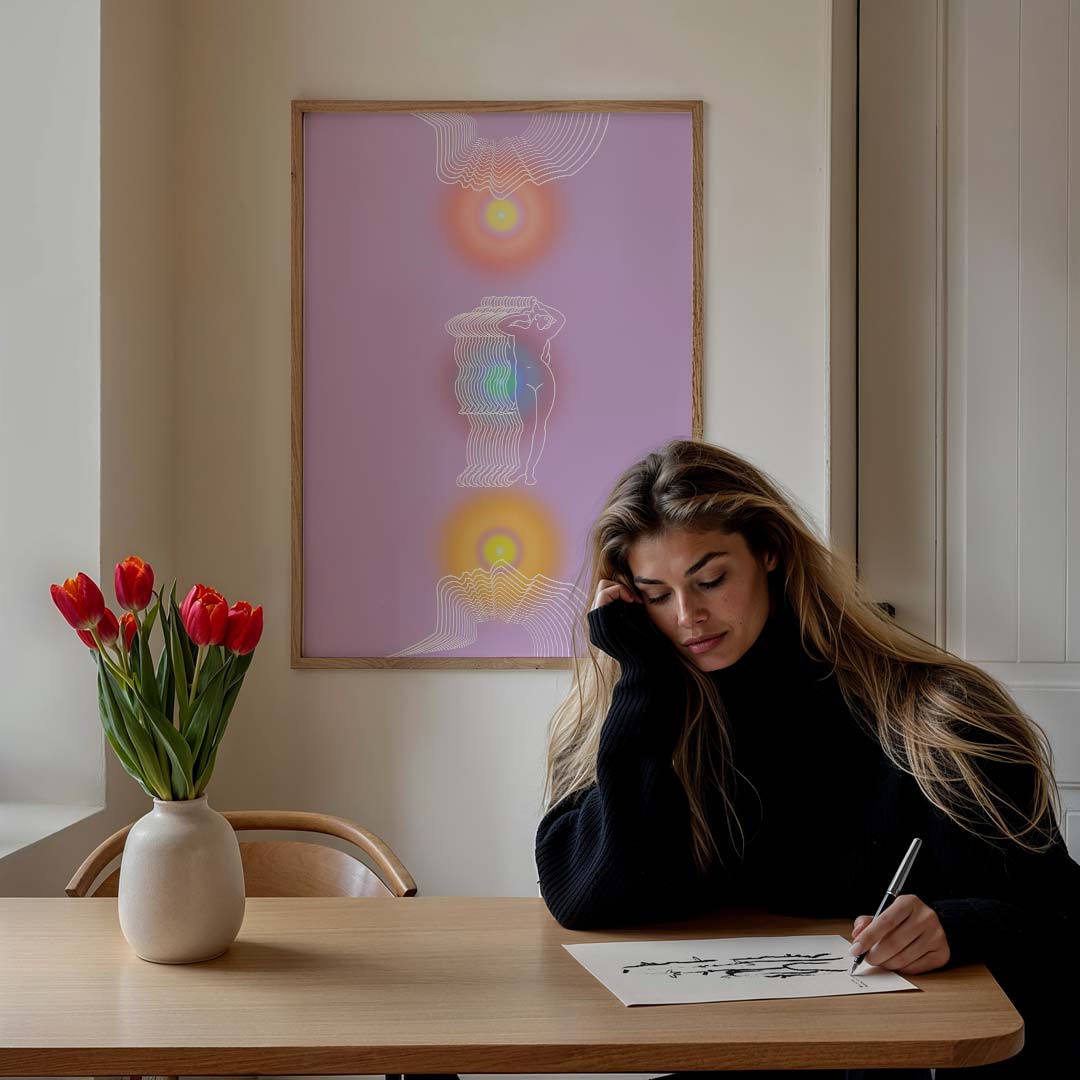 Pastelkleurige Dromerij – staande muurposter met mindfulness uitstraling