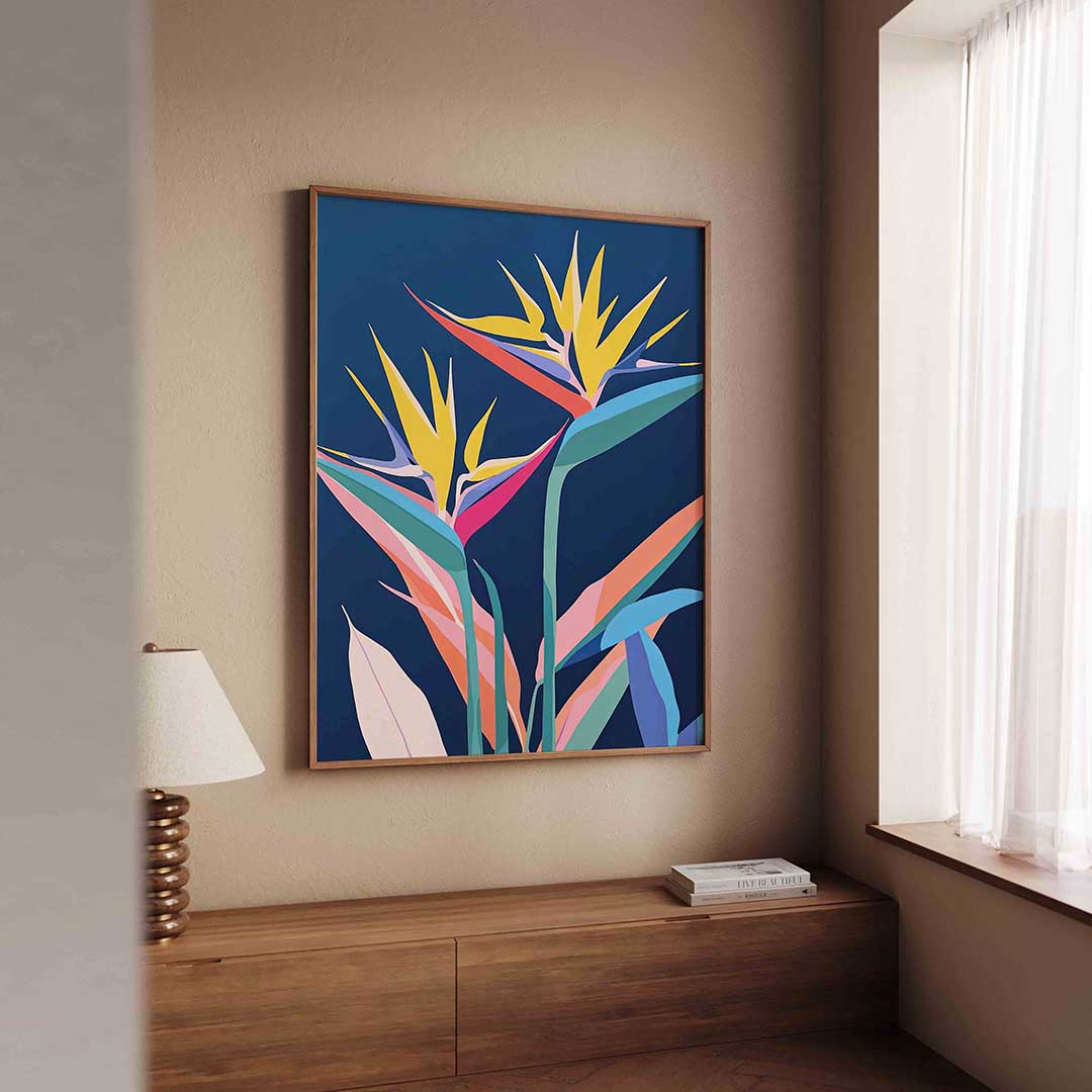 Paradijsvogelbloem – tropische wandkunst als portret poster