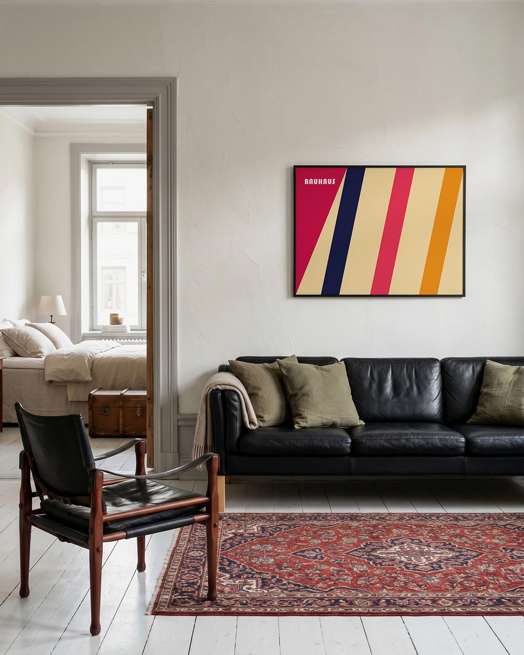 Schuine kleurvlakken – geometrische Bauhaus poster in liggend formaat