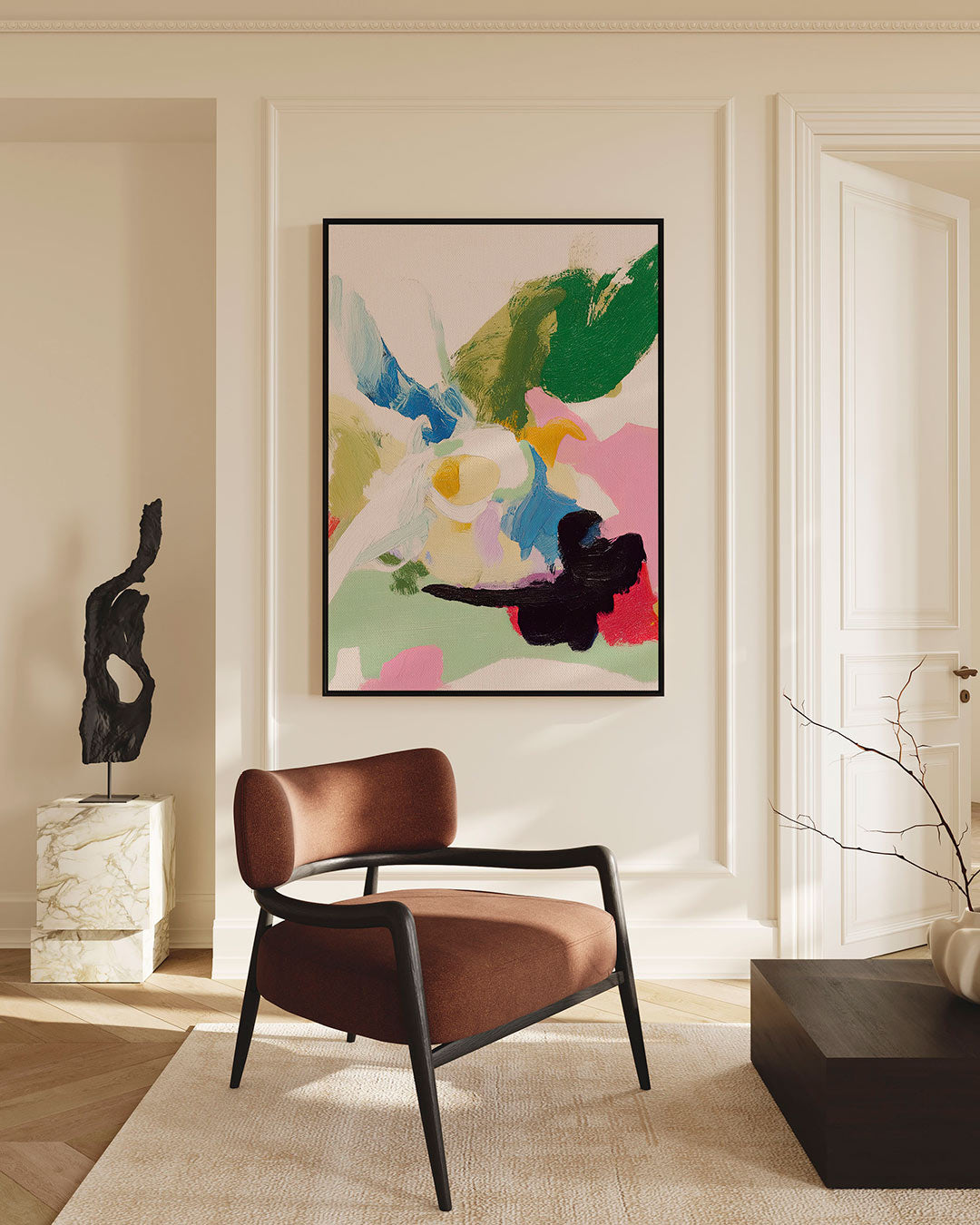 Kleurrijke vormen – Wanddecoratie kunstwerk – staande wanddecoratie