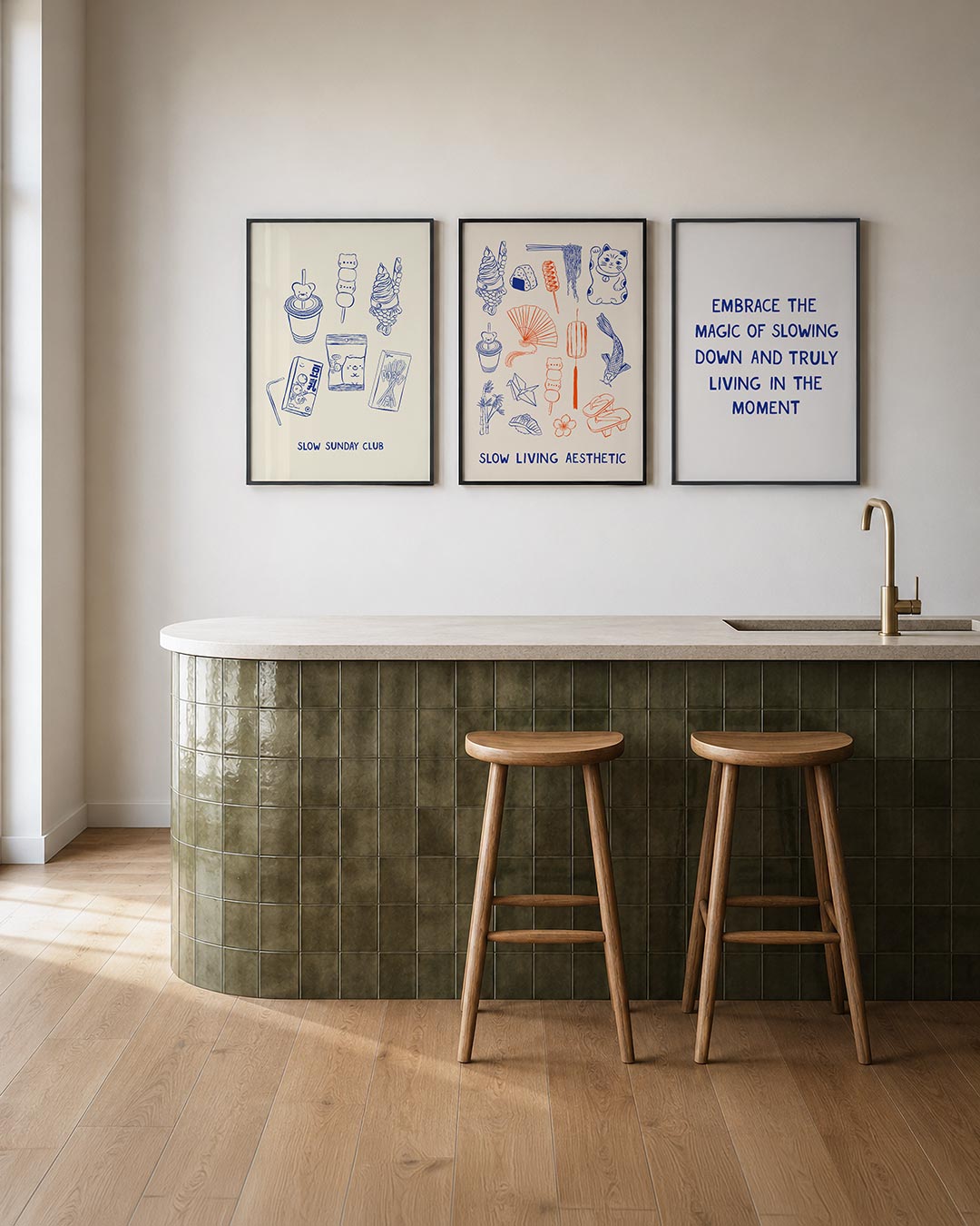 Snack illustraties posterset – tweede productweergave – deze posterset toont speelse lijntekeningen van snacks en