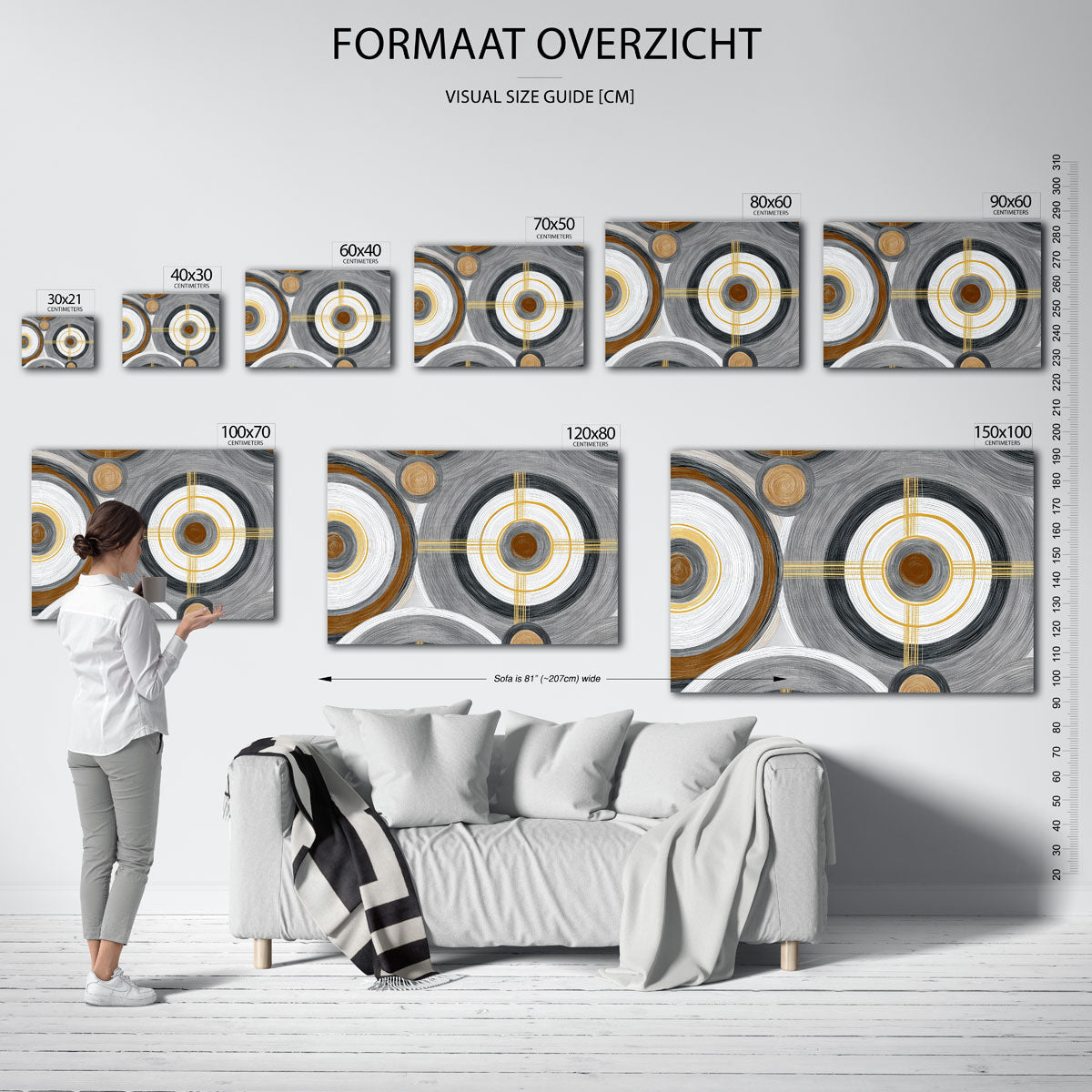 Cirkelpatroon – liggende muurposter met abstracte vormen