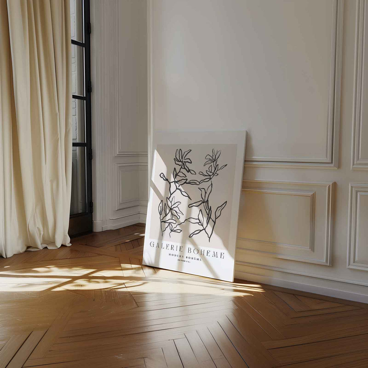 Moderne Bloemenlijnen – canvas wanddecoratie in portret formaat