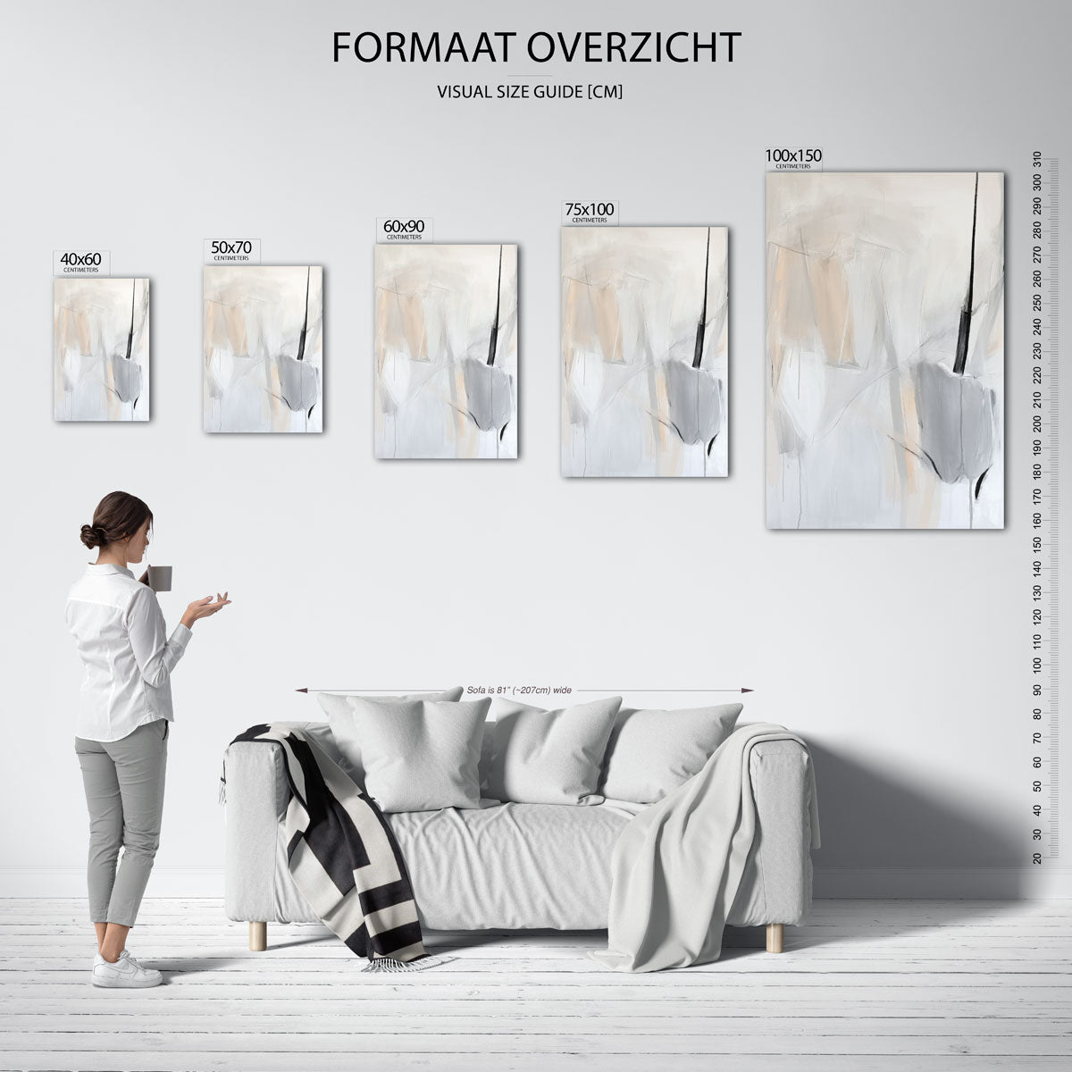 Lichte vormen compositie – staand wanddecoratie kunstwerk