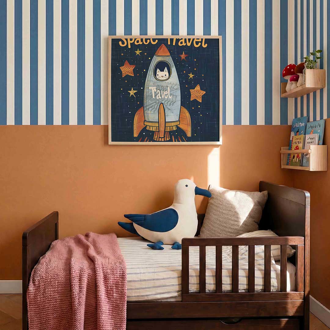 Ruimtevaart kat – kids poster in vierkant formaat