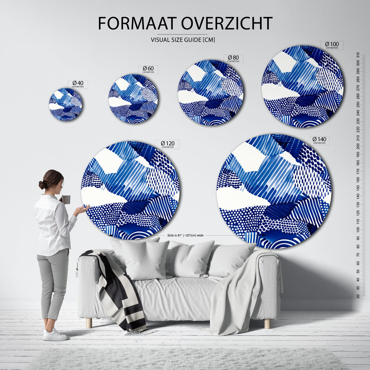 Grafische patronen – abstracte wandkunst met textuur als muurcirkel