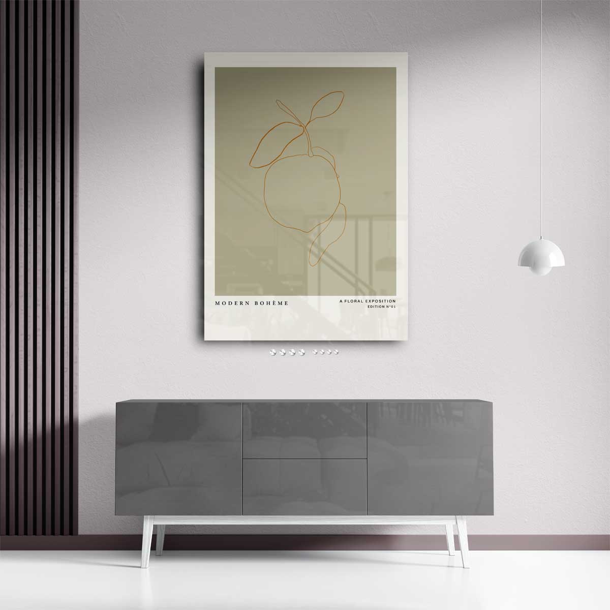 Modern Bohème Citroen Lijntekening – staand kunstwerk voor modern interieur