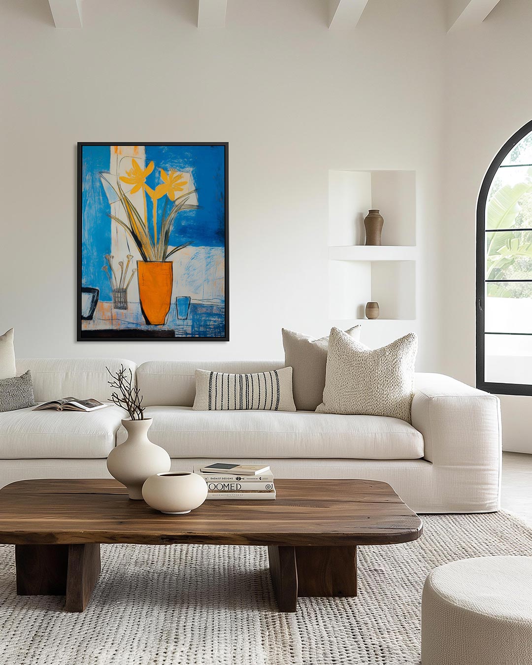 Bloemen in vaas – moderne staande wandkunst