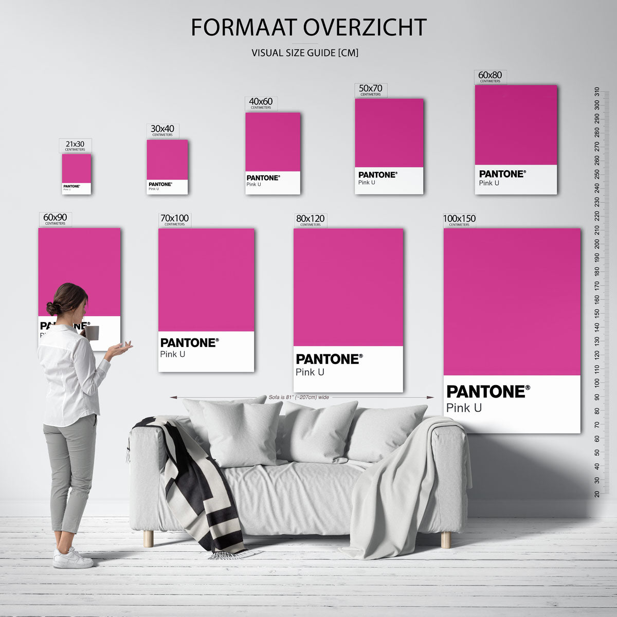 Pantone pink – staande muurposter met kleurrijke abstracte vormen