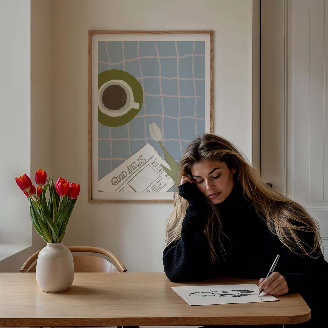 Ontspannen Ochtend Bliss – culinaire wandkunst als portret poster