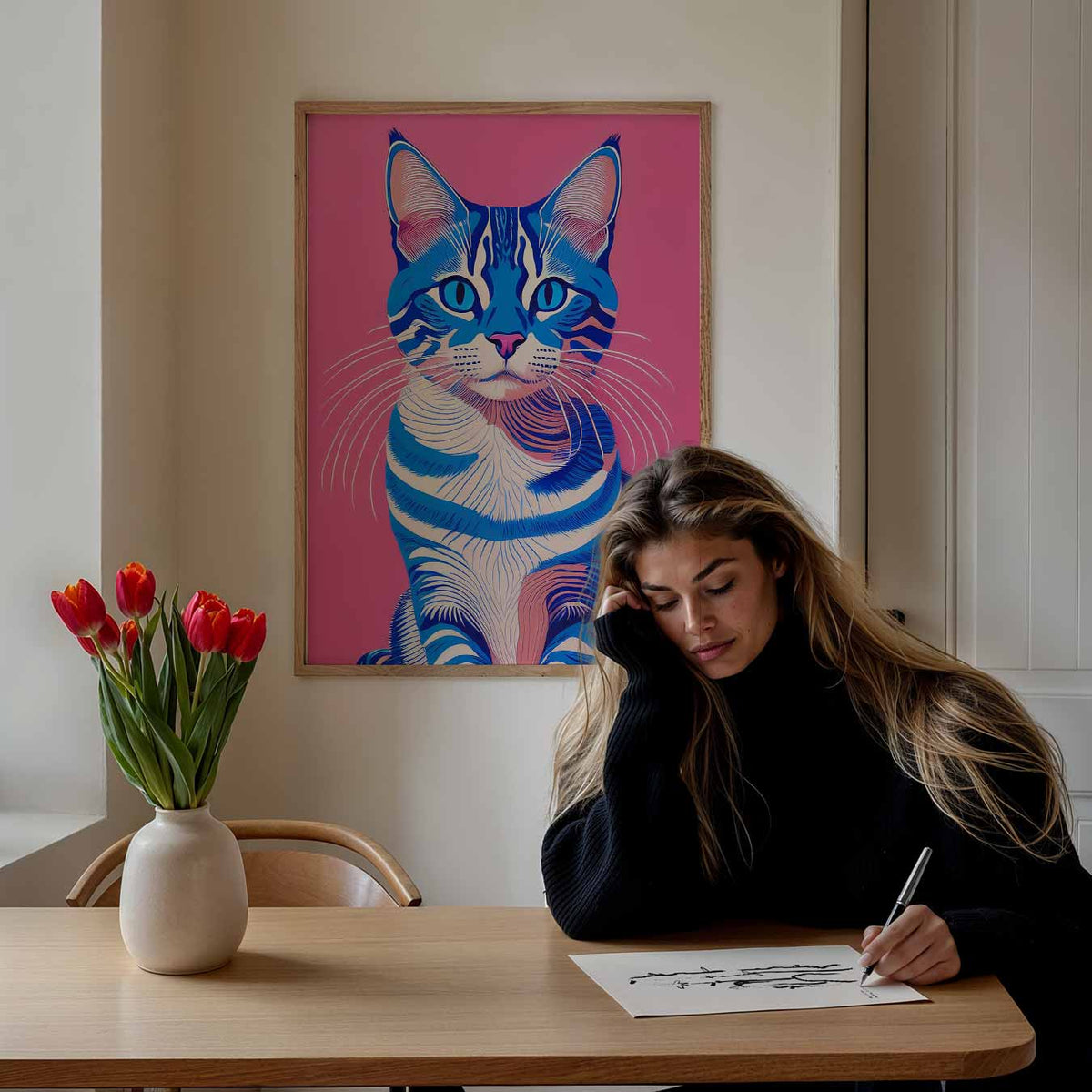 Hippe Kattenkunst – staande dieren wanddecoratie van WallArtistic
