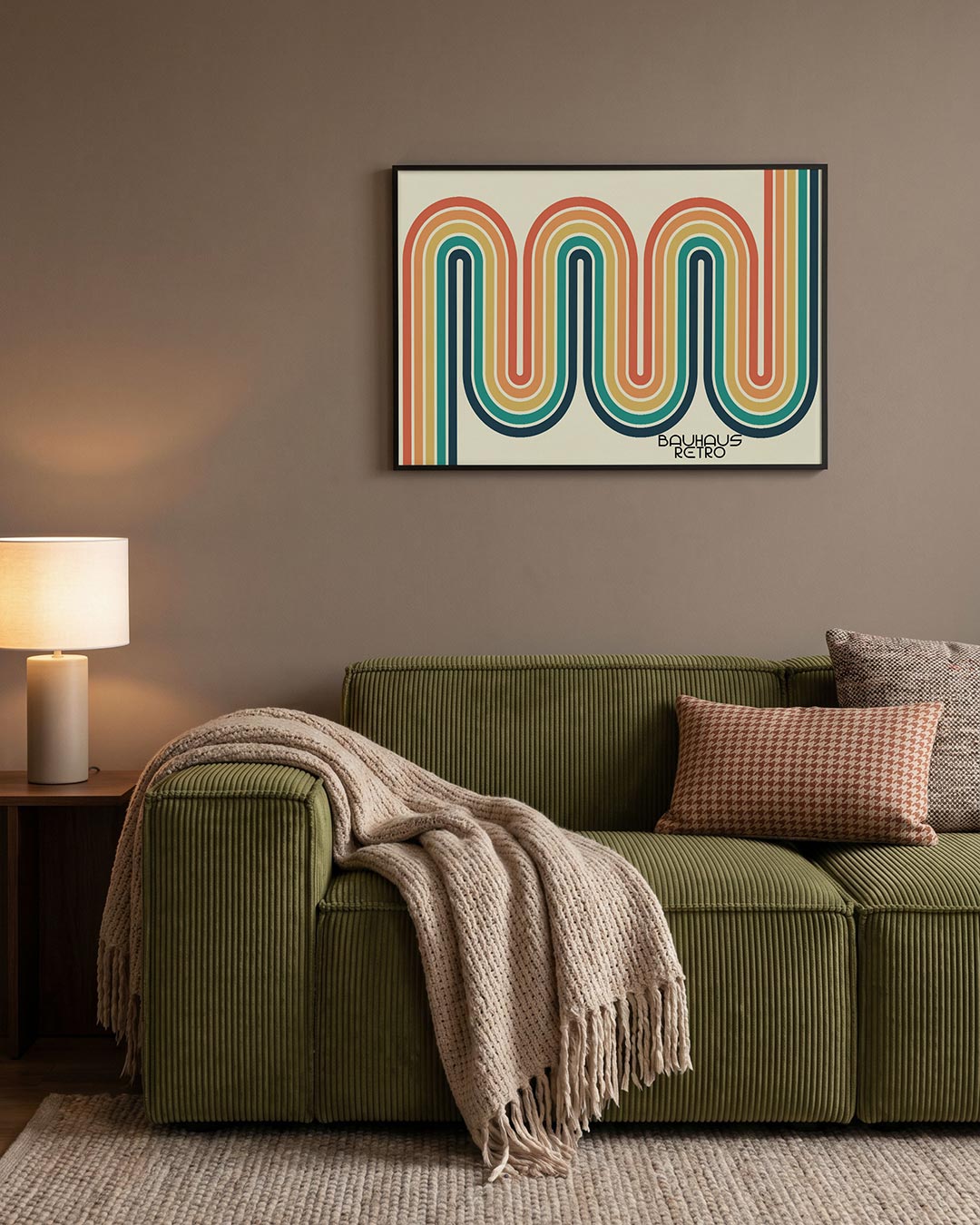 Kleurrijke lijnenspel – geometrische Bauhaus poster in liggend formaat