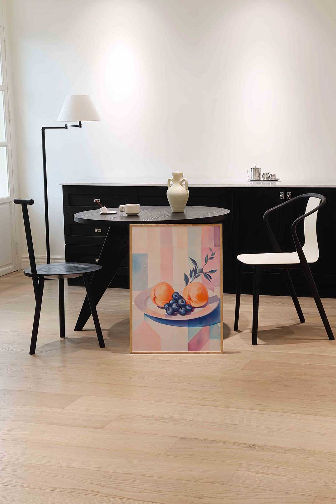 Perziken en blauwe bessen – moderne wandkunst als portret poster