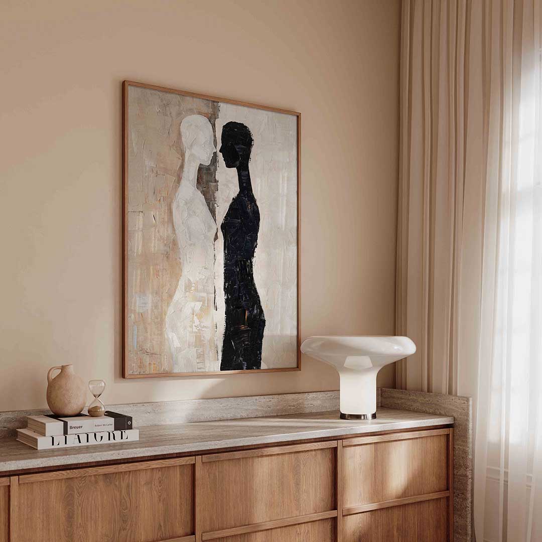 Twee silhouetten – abstracte poster in staand formaat