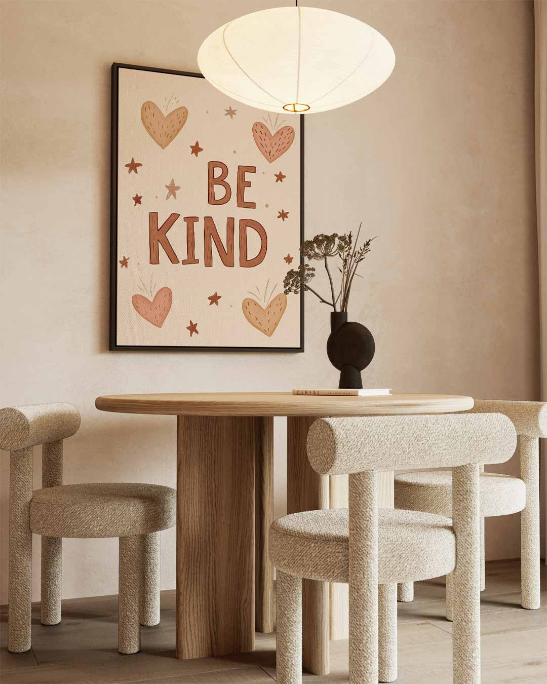 Wees Vriendelijk Poster – kunstwerk met zwarte baklijst