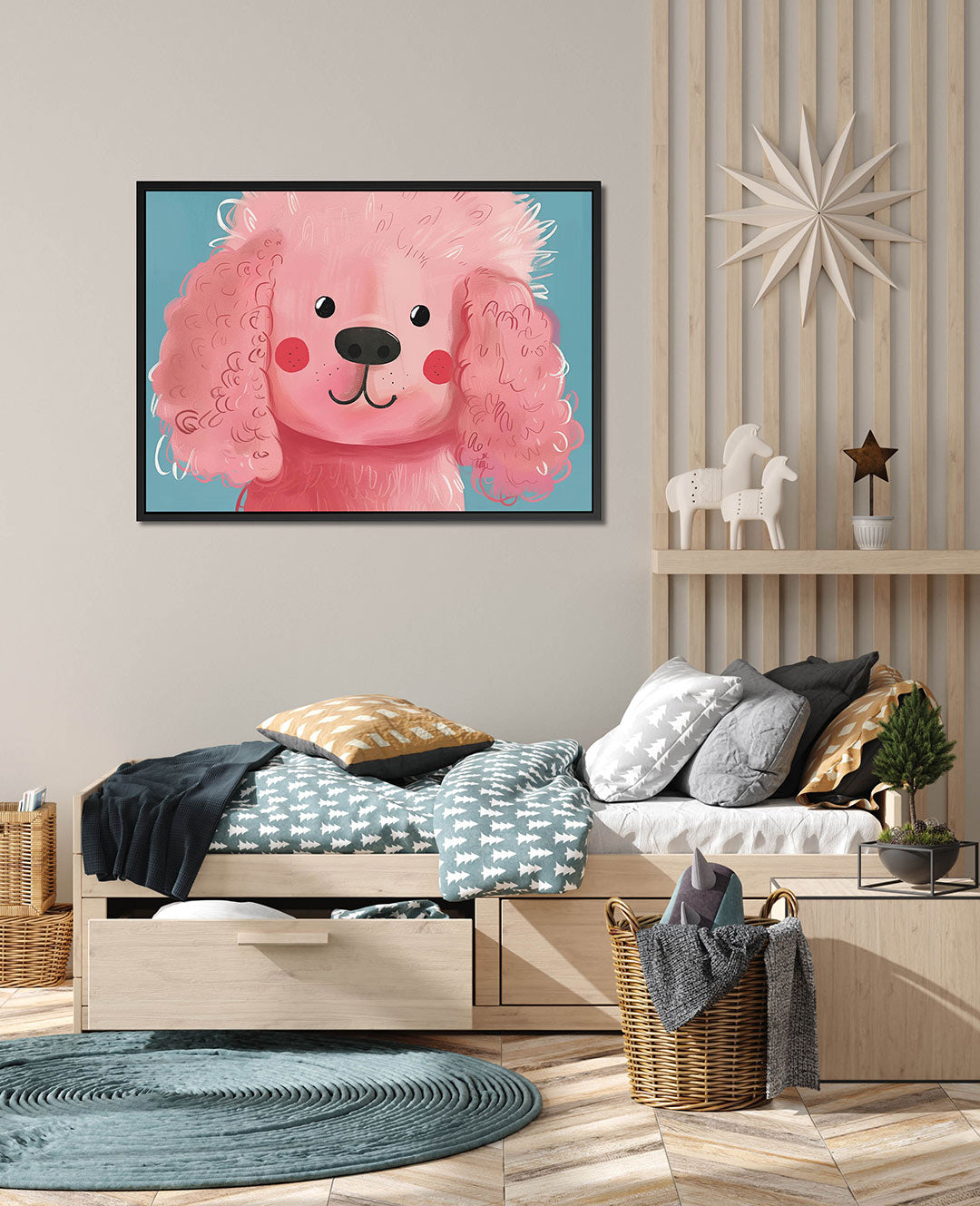 Vrolijke hond illustratie – wanddecoratie in interieur