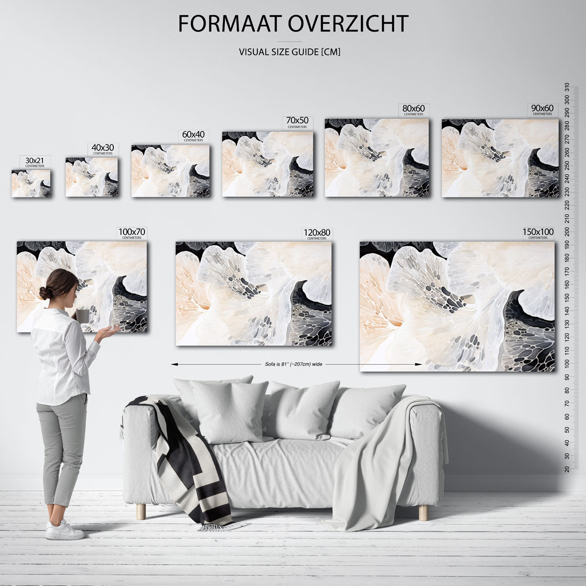 Organische vormen – liggende muurposter met abstracte vormen