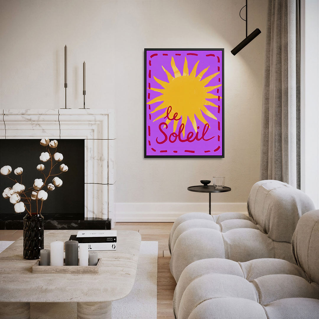 Zonnige illustratie – moderne staande wandkunst
