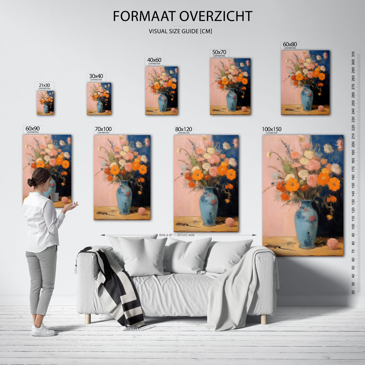 Bloemen in vaas – staande muurposter met botanisch thema