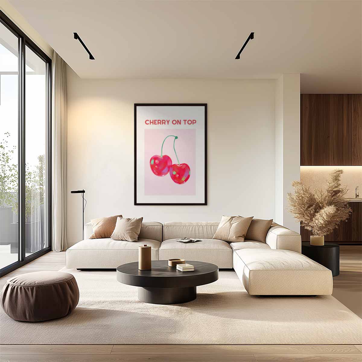 Vrolijke Kersentopper – staand kunstwerk voor modern interieur