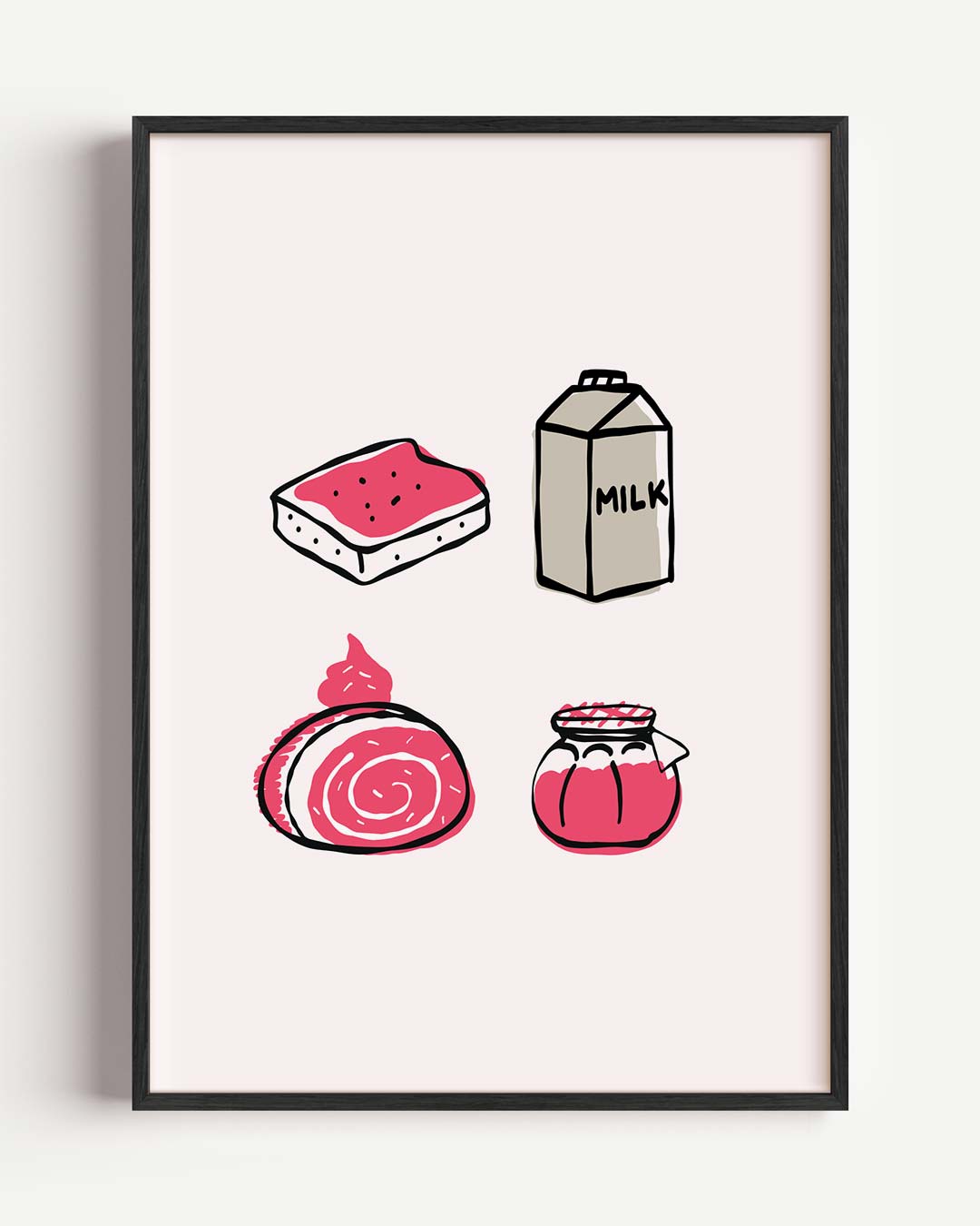 Speelse Foodie Illustraties – keuken portret poster als wanddecoratie