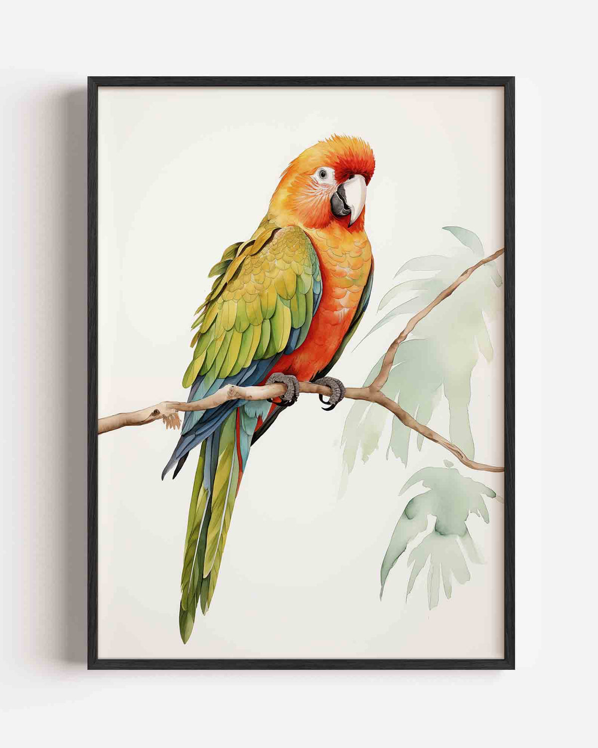 Papegaai op tak – jungle portret poster als wanddecoratie