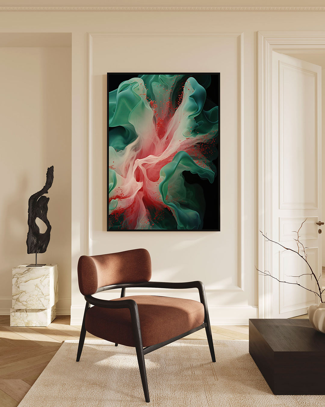 Vloeiende kleurenexplosie – staande wanddecoratie