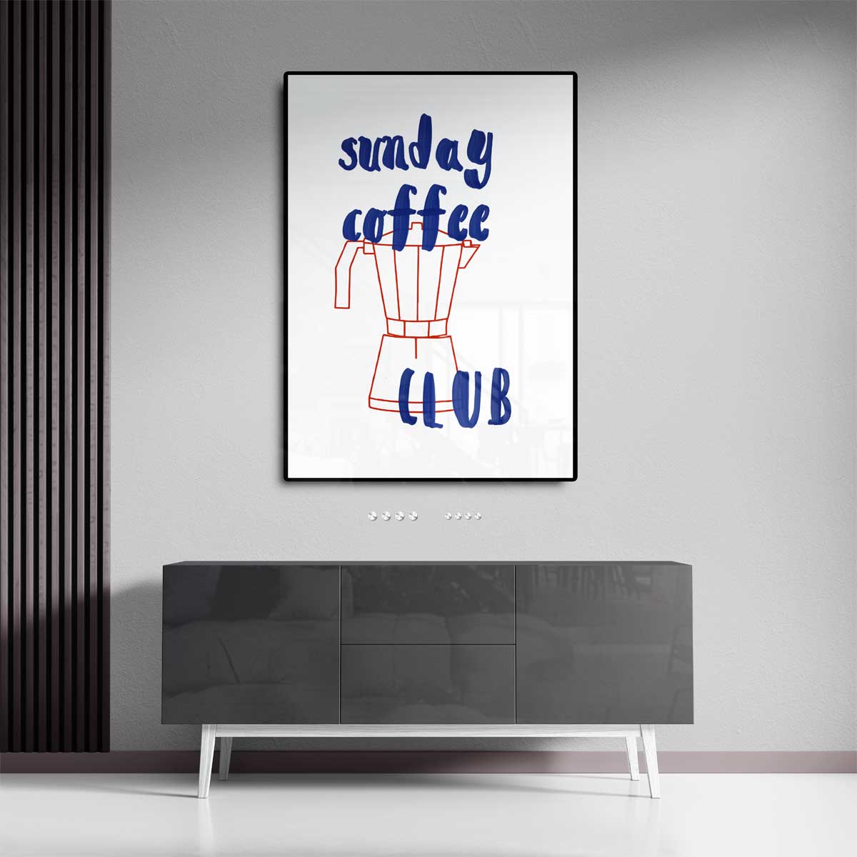 Sunday Coffee Club Poster – canvas kunstwerk als wanddecoratie