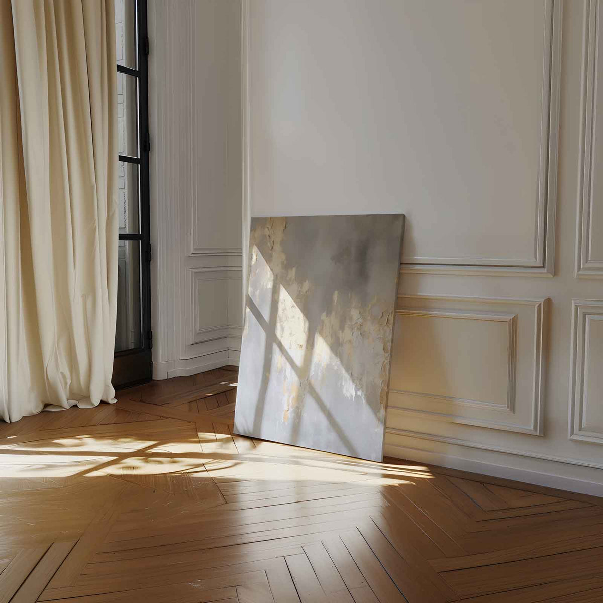 Gouden Mist Schilderij – canvas wanddecoratie in portret formaat