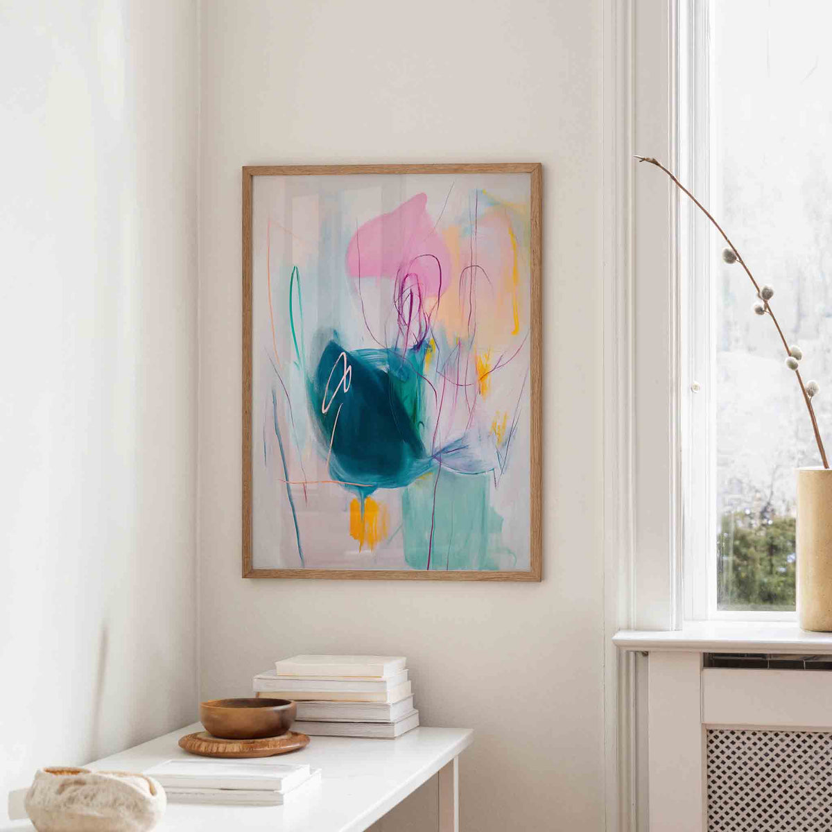 Abstracte vormen en kleuren – staande design wanddecoratie van WallArtistic