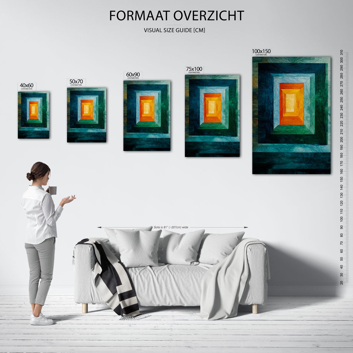 Kleurrijke geometrie – staand wanddecoratie kunstwerk