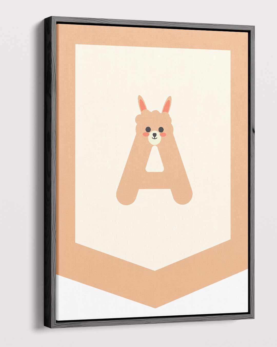 Schattige Alpaca Letter A – plexiglas wanddecoratie in portret formaat
